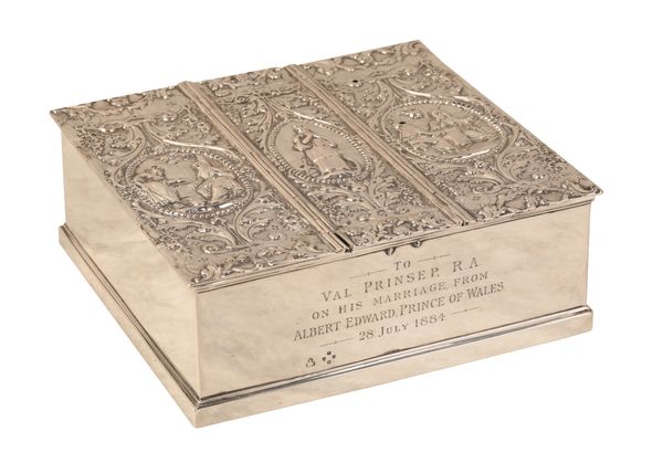 ROYAL INTEREST: A SILVER PRESENTATION BOX GIFTED FROM ALBERT EDWARD, PRINCE OF WALES (LATER KING EDWARD VII) TO VALENTINE PRINSEP