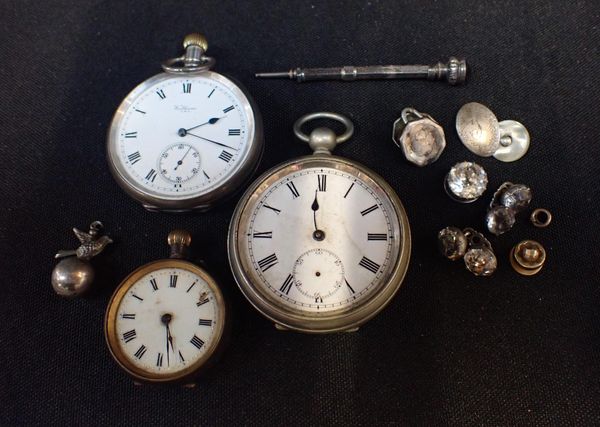 A SILVER-CASED WALTHAM POCKET WATCH