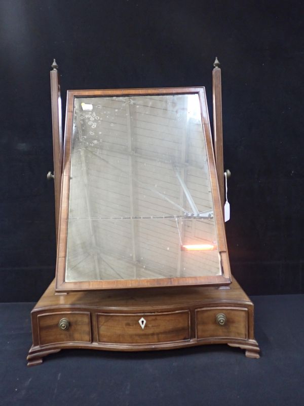 A GEORGE III MAHOGANY DRESSING MIRROR