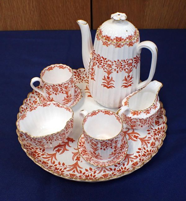 A 19TH CENTURY COPELAND POTTERY CABARET COFFEE SET WITH TRAY