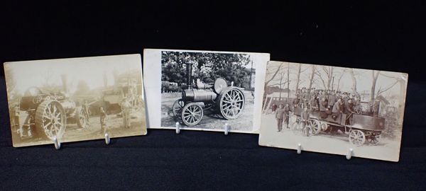 THREE EARLY POSTCARDS OF STEAM VEHICLES