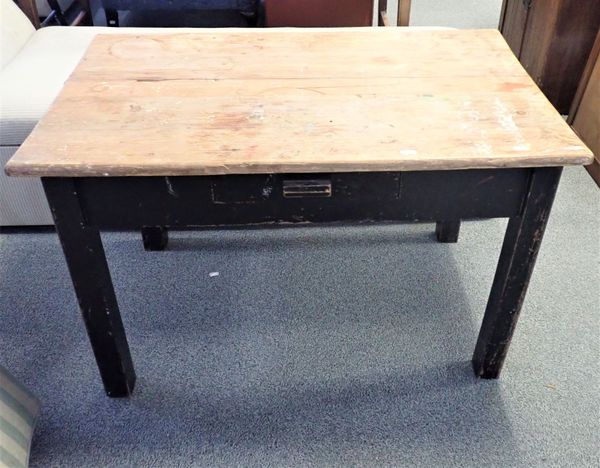 A 1930S  WORK TABLE WITH PAINTED LEGS