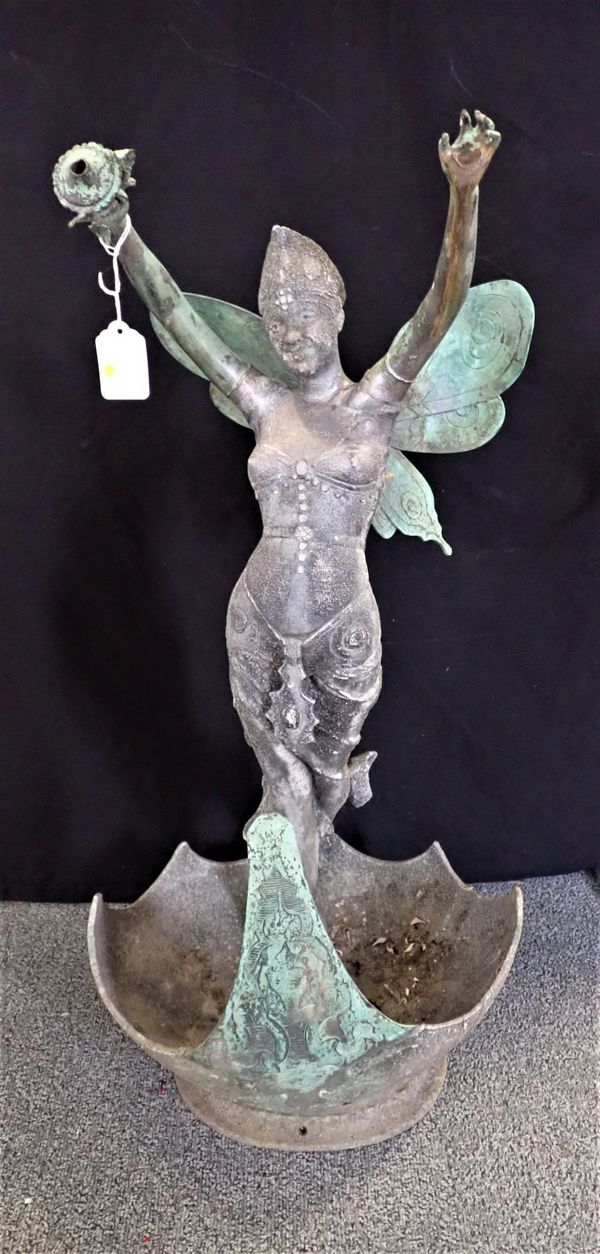 A 1920S FRENCH CAST SPELTER  FIGURE OF A WINGED FEMALE