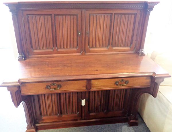 A GOTHIC STYLE MAHOGANY DESK