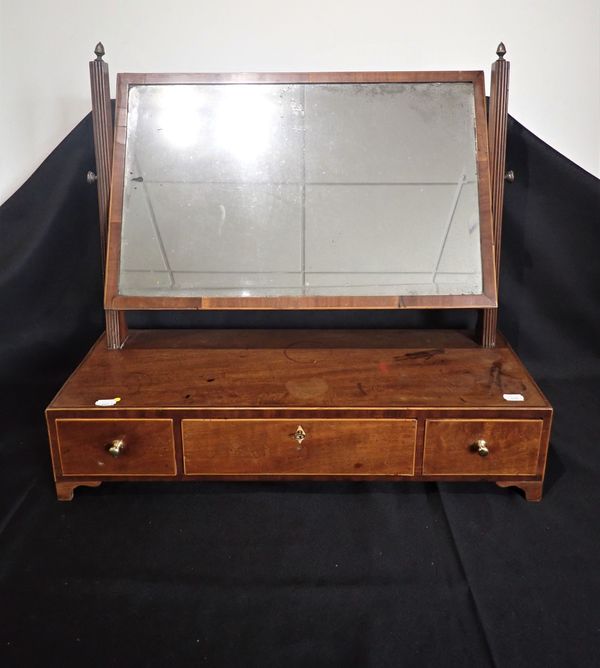 A GEORGE III MAHOGANY DRESSING MIRROR