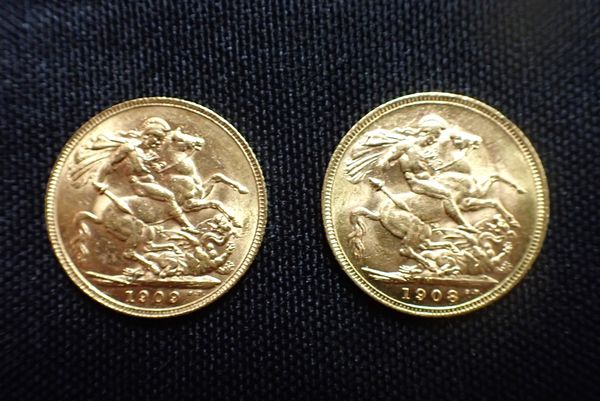 A 1908 GOLD EDWARD VII GOLD SOVEREIGN