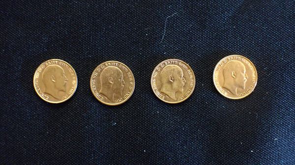 FOUR EDWARD VII GOLD HALF SOVEREIGNS