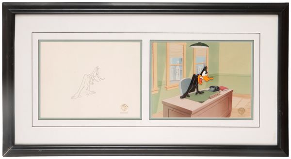 DAFFY DUCK: AN ORIGINAL PRODUCTION CEL WITH ORIGINAL DRAWING FROM THE FILM DAFFY DUCK’S QUACKBUSTERS