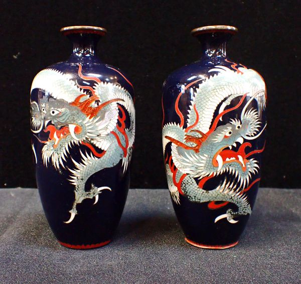 A PAIR OF CLOISONNE VASES