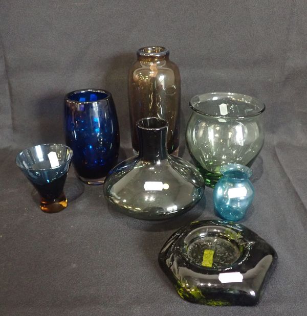 A POWELL BLUE GLASS VASE