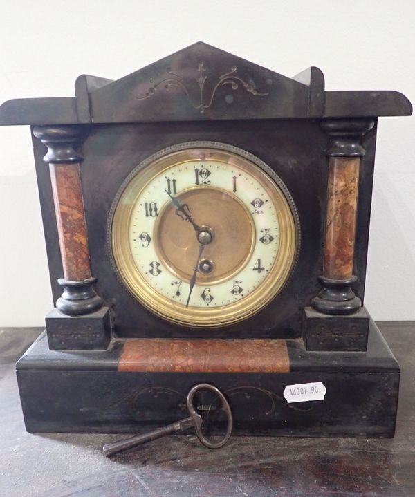 A 19TH CENTURY FRENCH SLATE MANTEL CLOCK