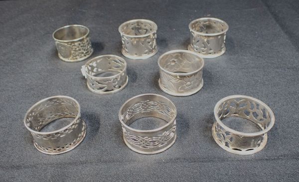 A COLLECTION OF SILVER NAPKIN RINGS