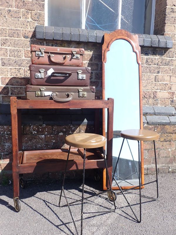 A PAIR OF FESTIVAL-ERA WIRE-FRAMED STOOLS