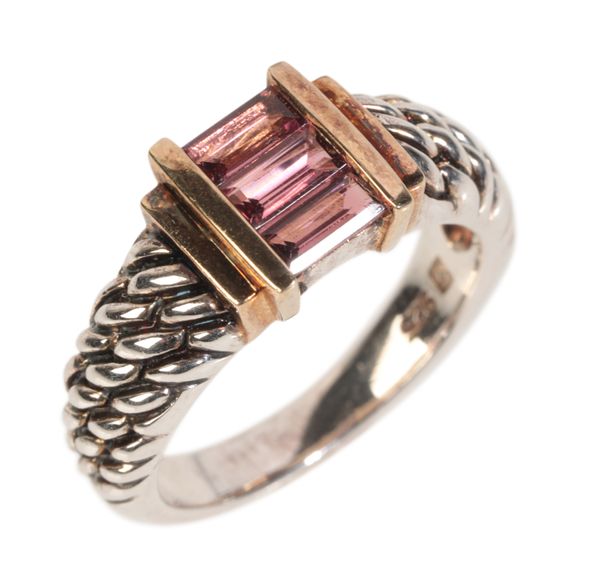 A DAVID YURMAN STYLE SILVER TOURMALINE RING