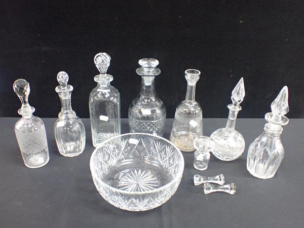 A COLLECTION OF CUT-GLASS DECANTERS