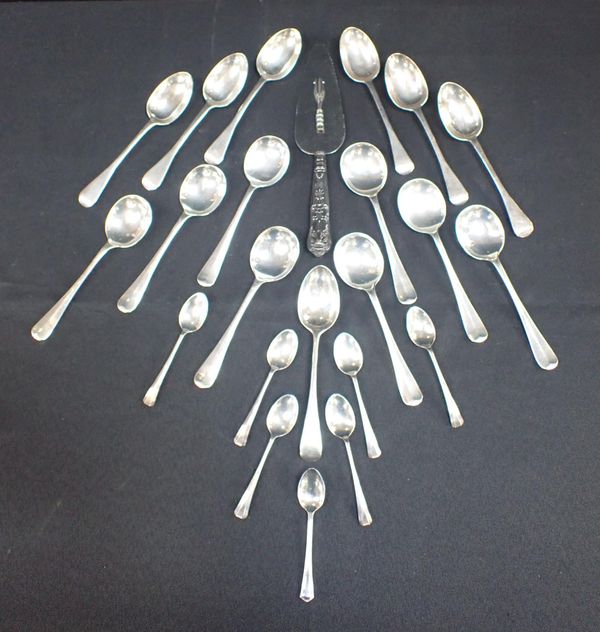 SIX SILVER DESSERT SPOONS, H.J. LIAS & SON, LONDON 1874