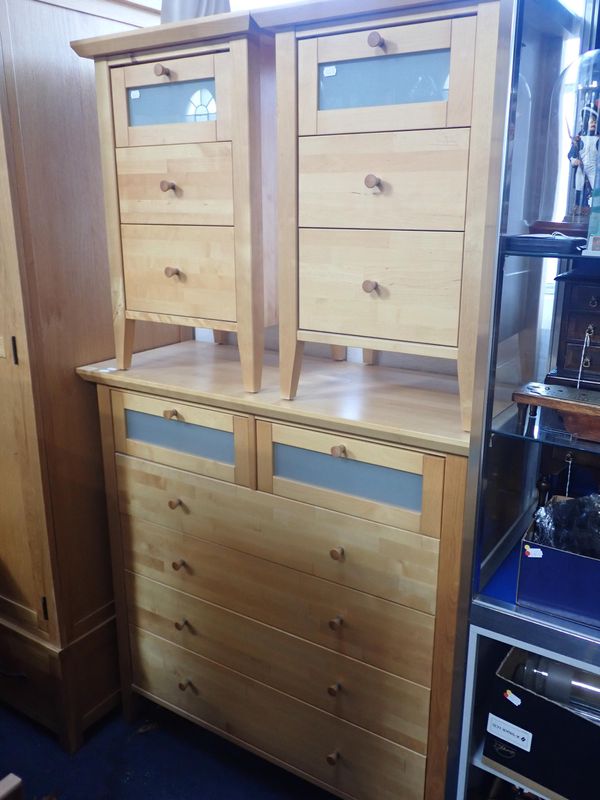 A MODERN BIRCH CHEST OF DRAWERS