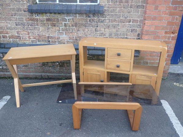 A MODERN OAK SIDE CABINET