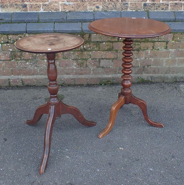 A GEORGE III COUNTRY ELM AND MAHOGANY TRIPOD TABLE