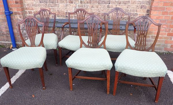 A HARLEQUIN SET OF SIX MAHOGANY DINING CHAIRS