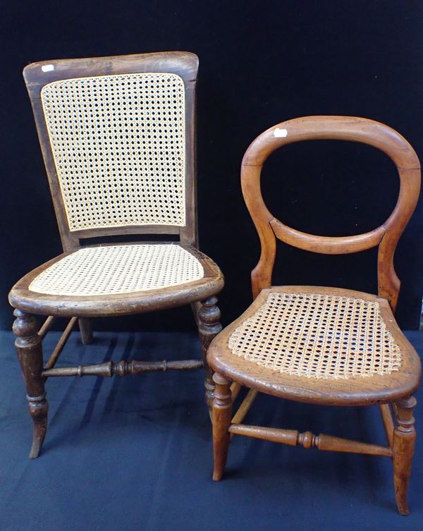 A VICTORIAN CHILD'S BALLOON-BACK CHAIR WITH CANE SEAT