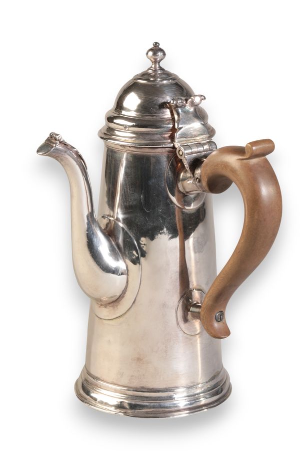 A QUEEN ANNE SILVER COFFEE POT