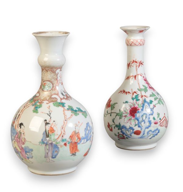 A CHINESE EXPORT FAMILLE ROSE VASE OR GUGLET