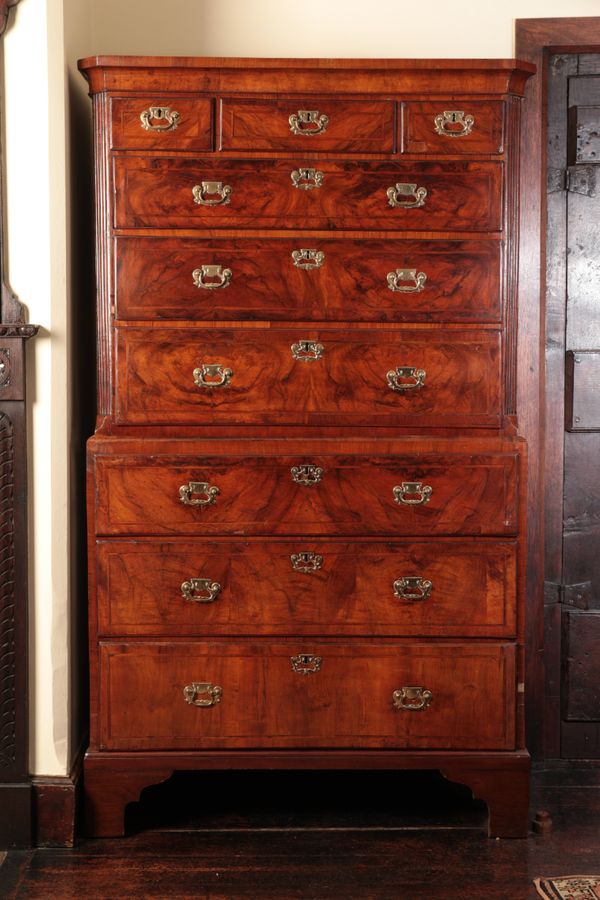 A GEORGE I WALNUT VENEERED TALLBOY