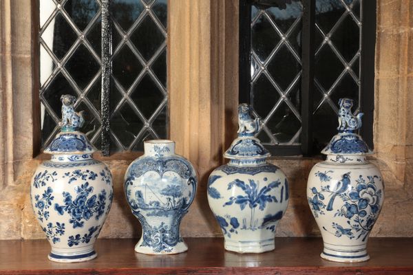 A DUTCH DELFT BLUE AND WHITE VASE