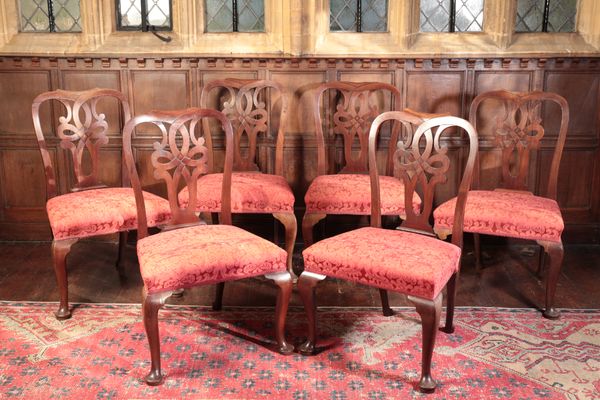 A SET OF SIX GEORGE II MAHOGANY DINING CHAIRS