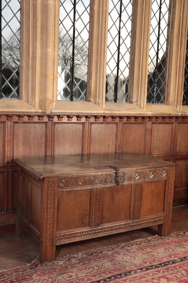 A CHARLES II OAK JOINED COFFER