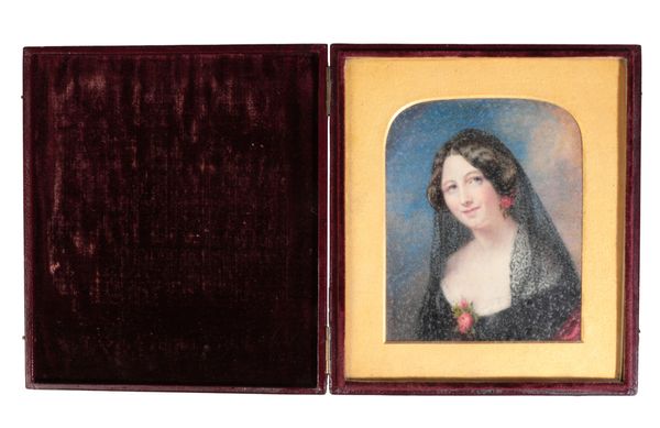 ENGLISH SCHOOL, 19th century A portrait miniature of Geraldine Hutchings (née Baker)