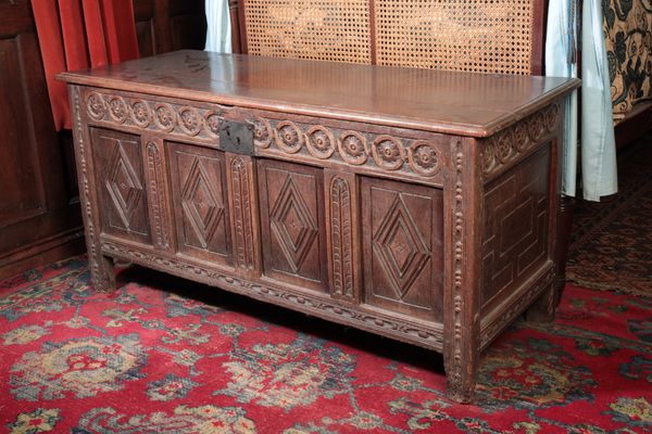 A CHARLES II OAK JOINED COFFER