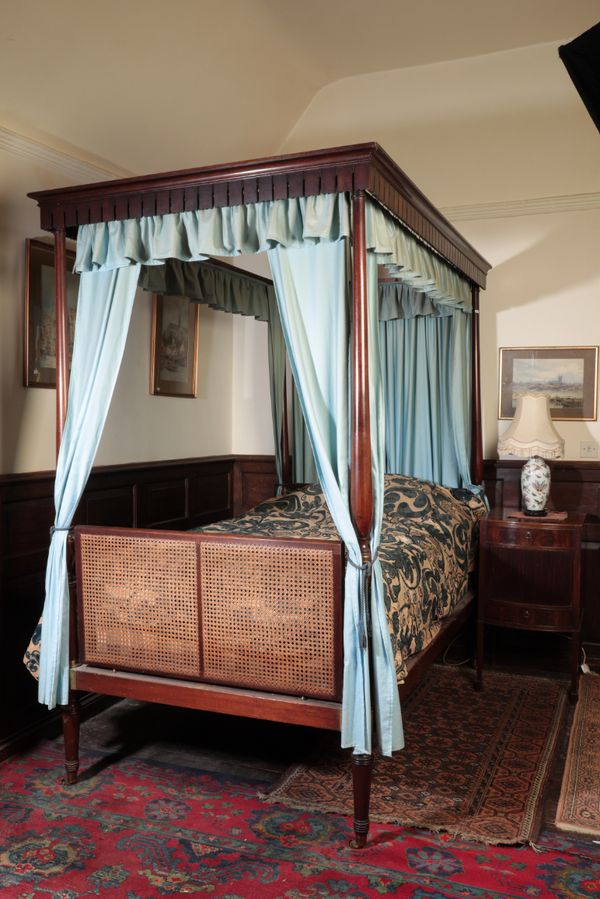 A REGENCY MAHOGANY CAMPAIGN FOUR POSTER BED