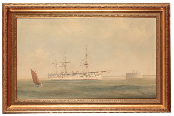 HENRY JOHN JOHNSON The Troop Ship HMS Euphrates leaving Portsmouth Harbour