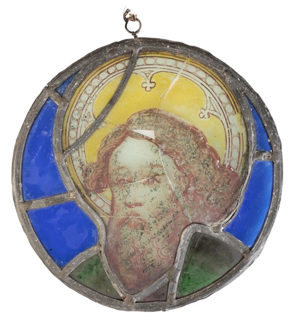 AN ENGLISH STAINED GLASS ROUNDEL