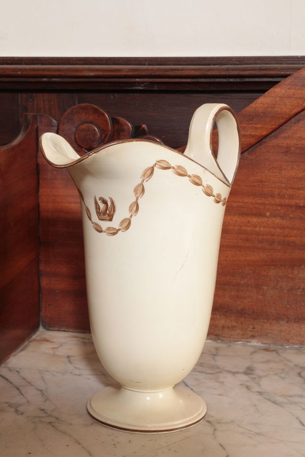 A WEDGWOOD CREAMWARE ARMORIAL JUG