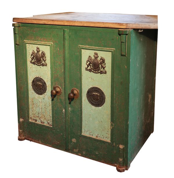 A VICTORIAN CAST IRON SAFE