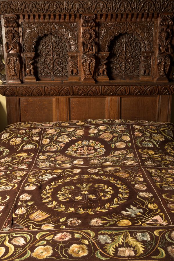 A WILLIAM AND MARY NEEDLEWORK BEDSPREAD