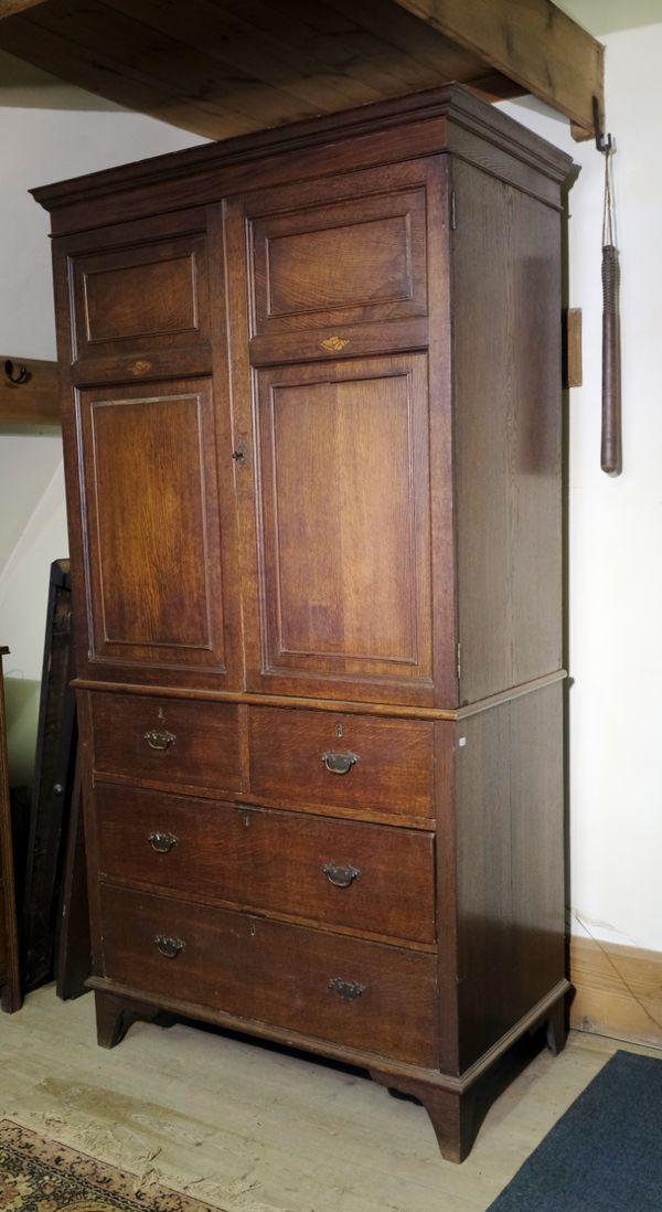 A GEORGE III OAK LINEN PRESS