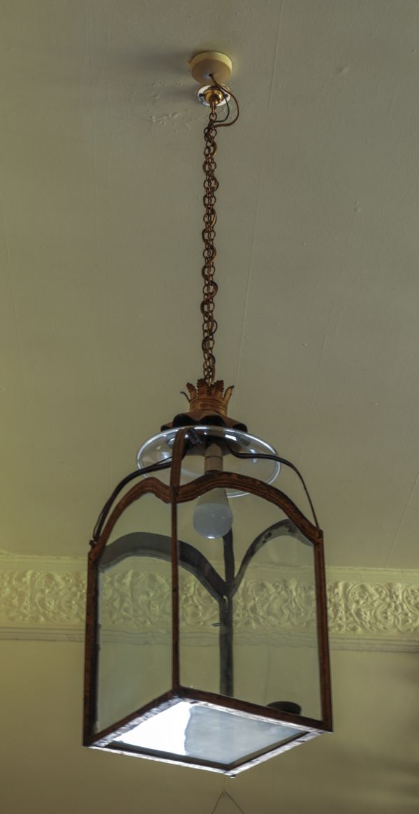 A GEORGE II GILT TOLE HALL LANTERN