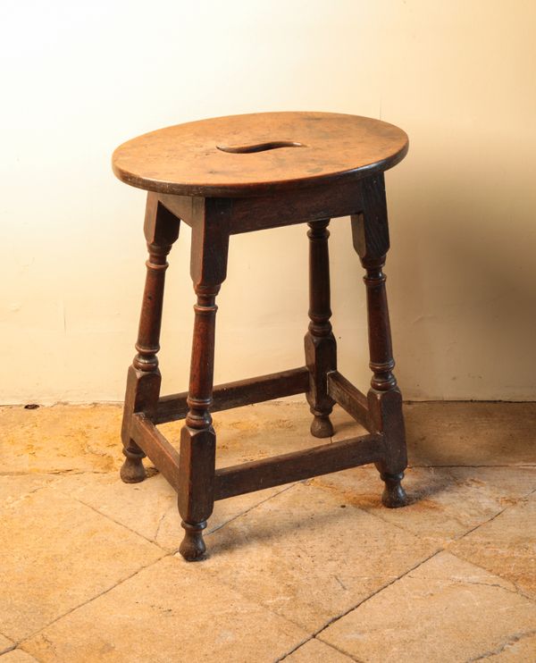 A QUEEN ANNE OAK JOINED STOOL