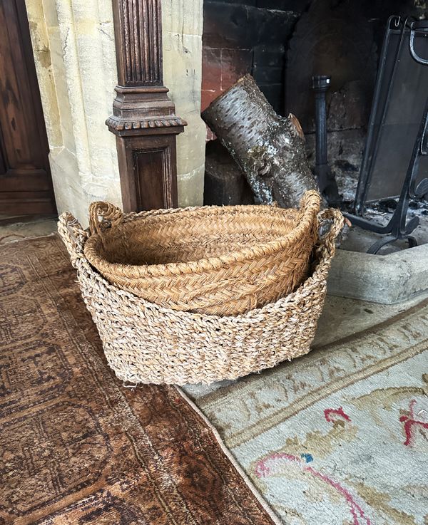 TWO SIMILAR LOG BASKETS