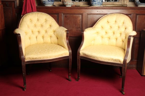 A PAIR OF GEORGE III MAHOGANY TUB ARMCHAIRS