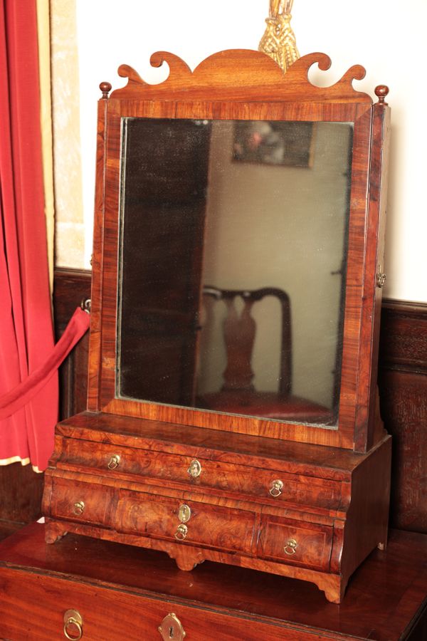 A GEORGE I WALNUT DRESSING MIRROR