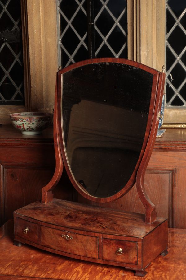 A GEORGE III MAHOGANY DRESSING MIRROR