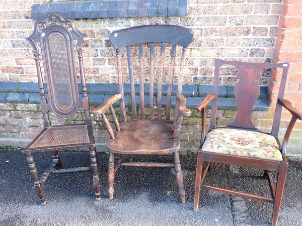 A VICTORIAN LATH-BACK WINDSOR ARMCHAIR