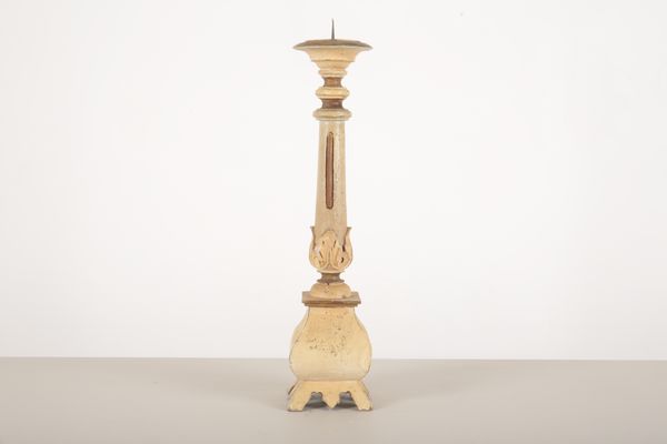 A CREAM PAINTED PRICKET CANDLESTICK