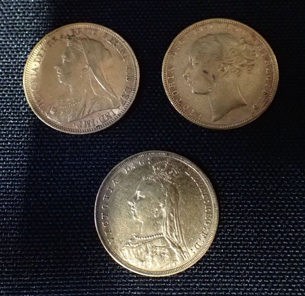 THREE QUEEN VICTORIA GOLD SOVEREIGNS