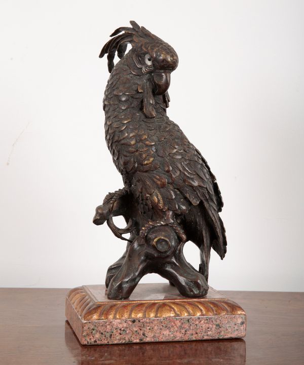 A CONTINENTAL BRONZE MODEL OF A PARROT